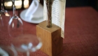 Ikebana vase used as menu holder
